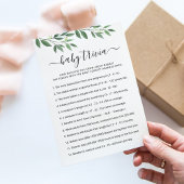 Bébé Trivia Jeu avec Réponses Carte Baby shower