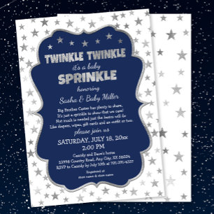 Bébé Twinkle Twinkle Sprinkle, invitations d'argen
