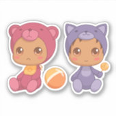 Bébé Twins Bear Chat Sticker (Devant)