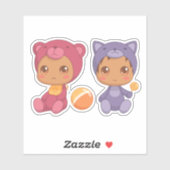 Bébé Twins Bear Chat Sticker (Feuille)