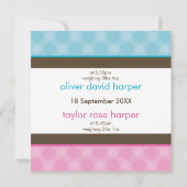 BÉBÉ TWINS FAIRE-PART :: harmonie 1SQ (Dos)