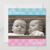 BÉBÉ TWINS FAIRE-PART :: harmonie 1SQ (Devant)