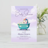 Bébé Unicorne Temps de bain | Invitation Baby show (Debout devant)