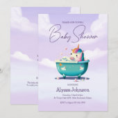 Bébé Unicorne Temps de bain | Invitation Baby show (Devant / Derrière)