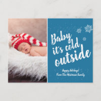 Bébé vacances faire-part de naissance neige Noël