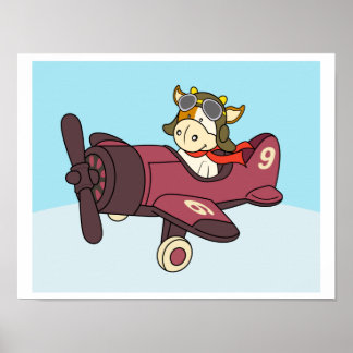 Bébé vache à bord d'un avion Poster