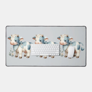 Bébé Vache Gingham Bleu Pastel Esthétique Ferme