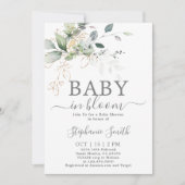 Bébé vert en fleur Baby shower Invitation (Devant)