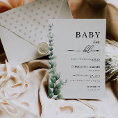 Bébé vert en fleur Baby shower Invitation
