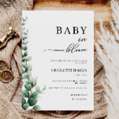 Bébé vert en fleur Baby shower Invitation