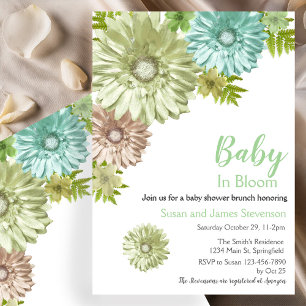 Bébé Vert En Fleur Brunch Douche Invitation