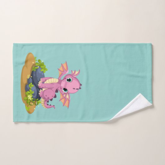 Bébé vert mignon Dinosaure Monogramme Nom Bébé (Serviette à main)