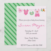 Bébé Vêtements Ligne Invitation Pour Baby shower R (Devant / Derrière)