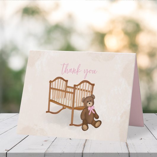 Bébé Vintage Merci bleu Teddy Ours rose simple