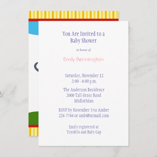 Bébé violet Dinosaures Douche Invitation (Devant / Derrière)