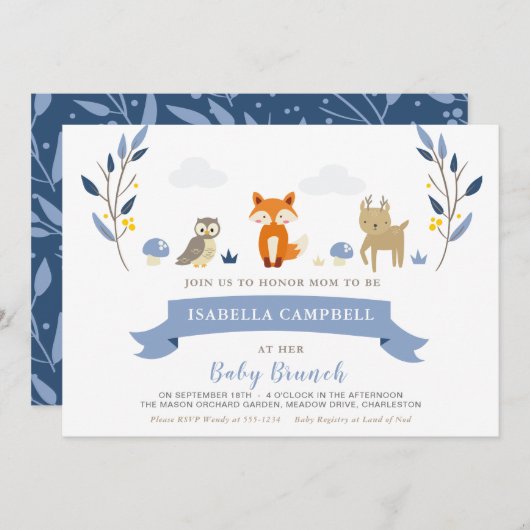 Bébé Woodland Brunch Invitation (Devant / Derrière)