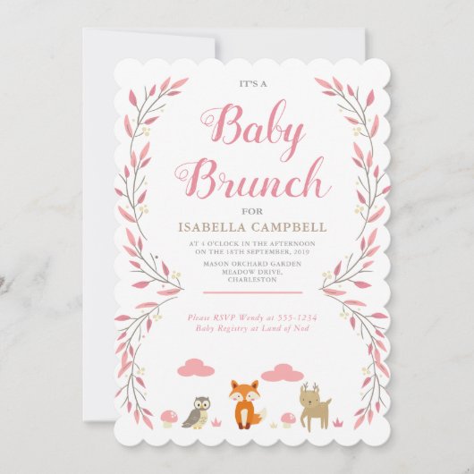Bébé Woodland Brunch Invitation (Devant)