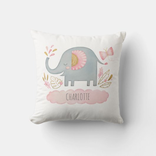 Bébée mignonne fille éléphant Coussin (Recto)