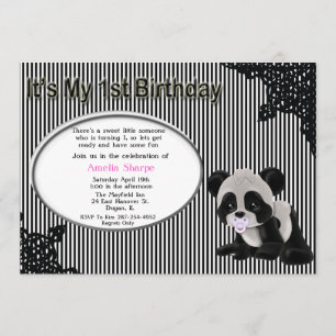 Bébée Panda Bear 1er Birthday Invitation