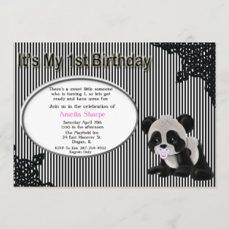 Bébée Panda Bear 1er Birthday Invitation