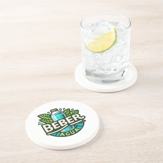 Beber agua zandsteen onderzetter (Zijkant)