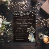 Bébé's Breath Mason Jar Rustic Faire-part de maria