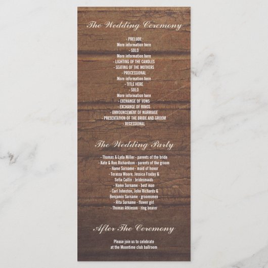 Bébé's Breath Mason Jar Rustic Wedding Programmes (Dos)