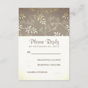 Bébé's Breath Rustic Gold Foil Mariage RSVP Cartes