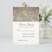 Bébé's Breath Rustic Gold Foil Mariage RSVP Cartes (Debout devant)