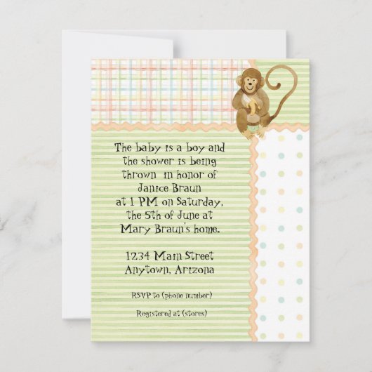 Bébés de la jungle, Baby shower garçon Invitation  (Devant)