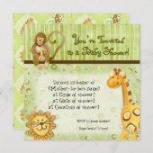 Bébés de la jungle, Baby shower garçon Invitation  (Devant / Derrière)