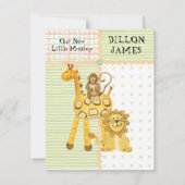 Bébés de la jungle, Bébé garçon Faire-part de nais (Dos)