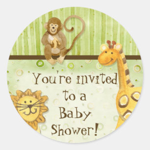 Bébés de la Jungle, Stickers Baby shower garçon - 