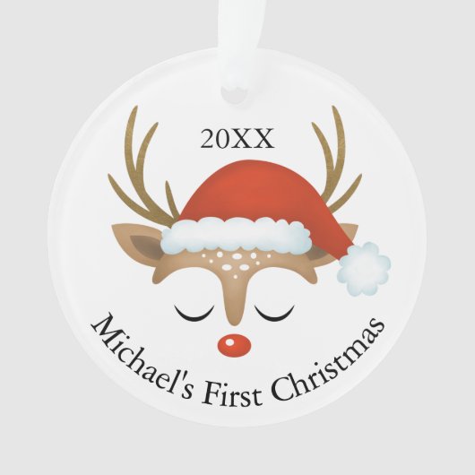 Bébés de rennes mignons Premier ornement photo de (devant)