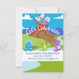 Bébés dinosaures mignons / Invitation d'anniversai