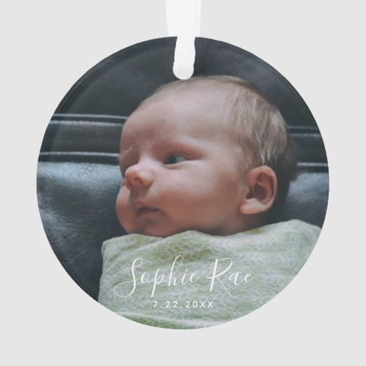 Bébé's First Christmas Custom 2-photo White Script (dos)