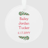 Bébé's First Christmas Holly Branch Berries Photo (dos)