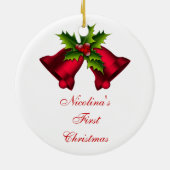 Bébés Premier ornement de Noël fleurs traditionnel (Dos)