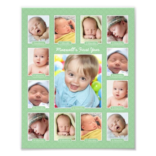 Bébés Première année Garder vert Collage photo (Devant)