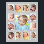 Bébés Première année Grey Keepsaké Photo Collage<br><div class="desc">Montrez la première année de votre bébé avec un collage photo moderne qui ne nécessite aucune impression et découpe de photos individuelles! Il suffit de télécharger les images numériques de votre bébé de nouveau-né à 12 douze mois / un an et personnaliser le titre avec le nom de votre bébé....</div>