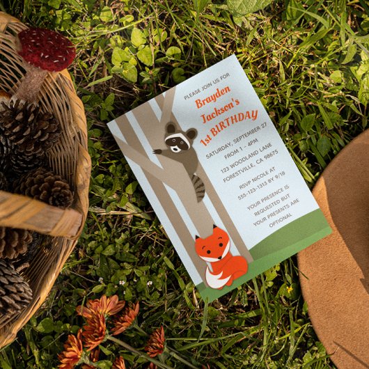Bébés Woodland Petite invitation d'anniversaire