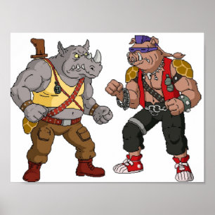 Bebop Rocksteady Funny - grote afdruk Poster