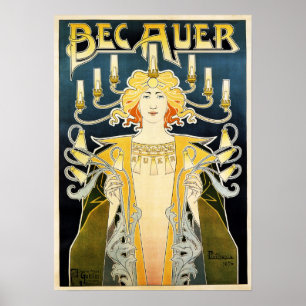 BEC AUER 1896 Gloeiend gasbenzine Poster
