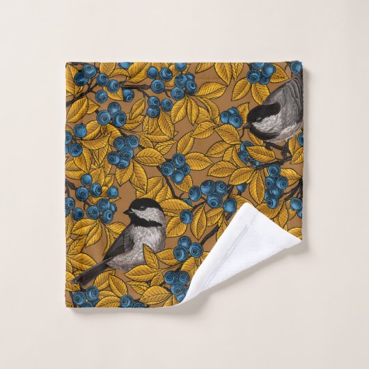 Bécasseaux sur les branches de bleuets (Gant de toilette)