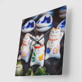 Beckoning cat figines vierkante klok (Hoek)