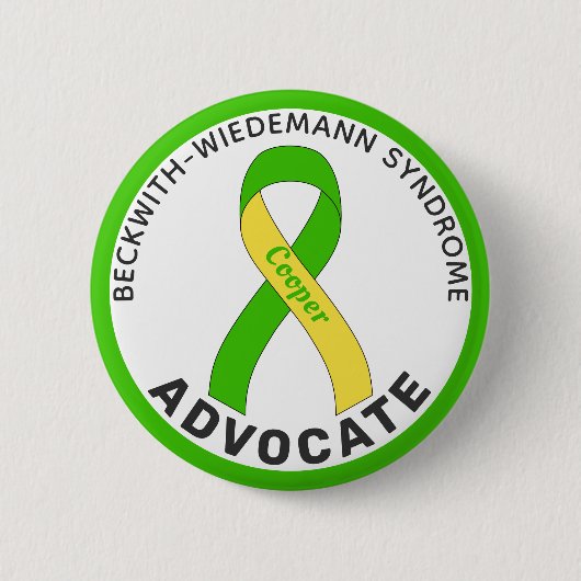 Beckwith-Wiedemann Syndrome Advocate Ribbon White Ronde Button 5,7 Cm (Voorkant)