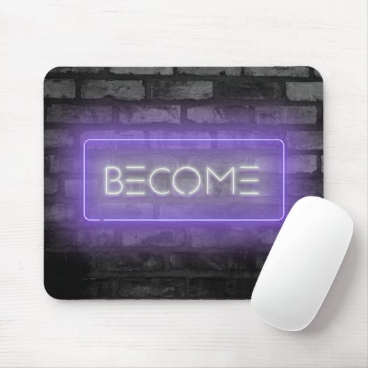 BECOME Paarse Neon Sign Muismat (Met muis)