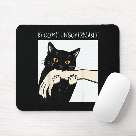 Become Ungovernable - Black Cat Biting Hand Funny  Muismat (Met muis)