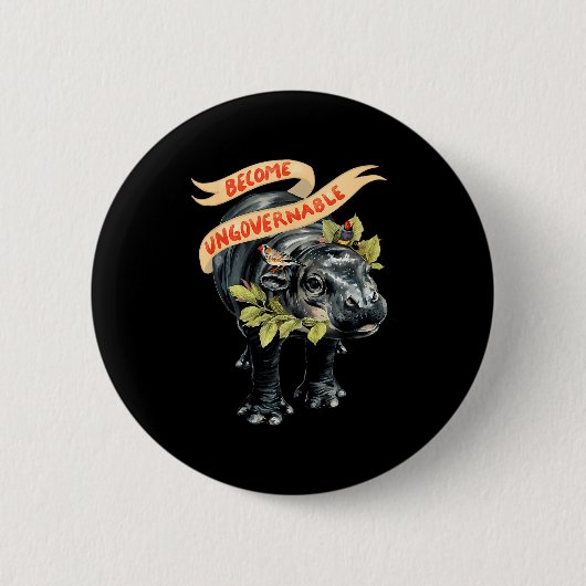 Become Ungovernable Funny Moo-deng Ronde Button 5,7 Cm (Voorkant)