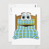 Bed Cartoon blauw en goud Briefkaart (Voorkant / Achterkant)